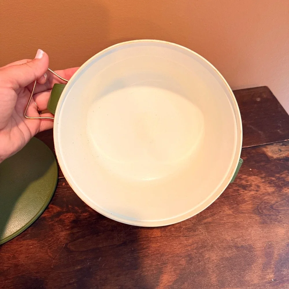 Vintage Sunfrost Thermo-O-Ware‎ Ice Bucket Green White Mid Century Barware